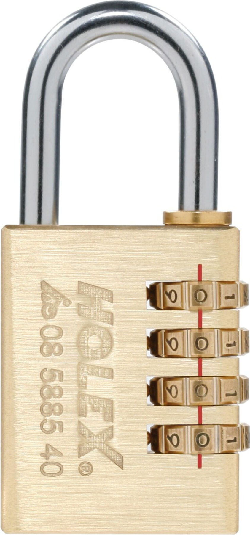 HOLEX Zahlenkombinationsschloss Ø40mm aus Messing verchromt mit vierstelligem Zahlencode und Bügel Ø6,5mm für Sicherheit, 085885 40)