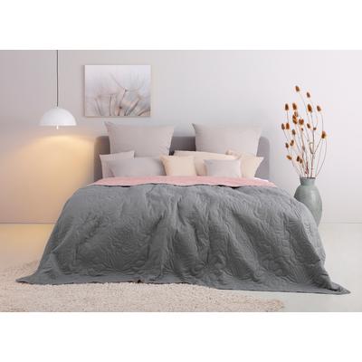 Tagesdecke OTTO HOME "Amanda gesteppte Tagesdecke, in diversen Größen erhältlich", grau (grau, rosa), B:240cm L:250cm, Kunstfaser, Tagesdecken