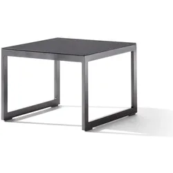 Sieger, Gartenbeistelltisch + Gartenservierwagen, Loungetisch mit Glasplatte 60x60x44 cm