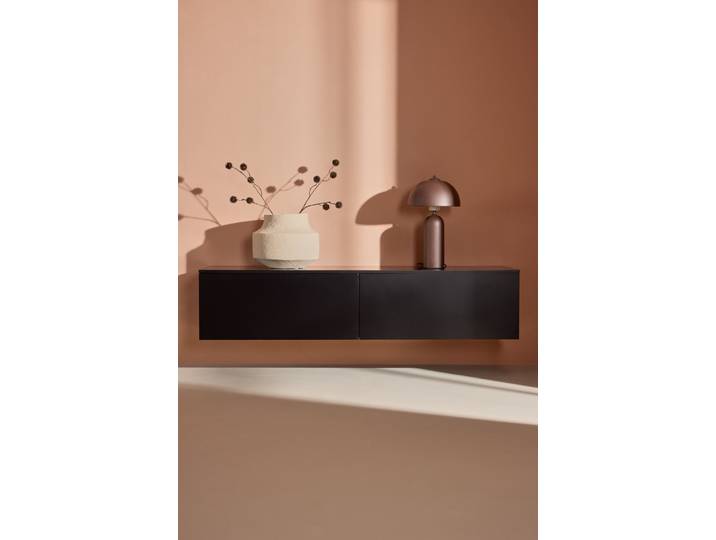 Lowboard VENTURE HOME Frihamn , schwarz, B:160cm H:35cm T:45cm, MDF, Sideboards, Lowboard, Lowboard, kultiviert, geräumig, modern