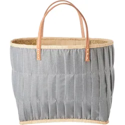 RICE Rice Tasche aus Bast mit Henkel, Large, Hellblau