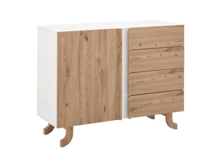 Sideboard Vira Weiß/Kieferfarben Echtholz