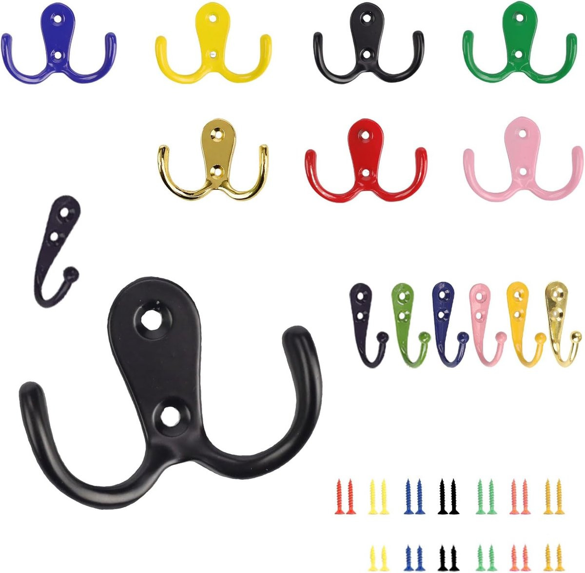 Set van 13 kleurige garderobehaken voor kleding en accessoires