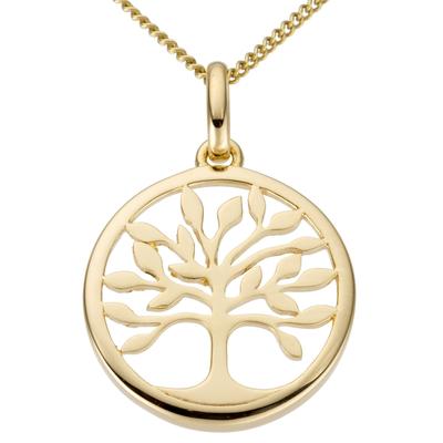 Kettenanhänger FIRETTI "Schmuck Geschenk Gold 333 Halsschmuck Anhänger Halskette Baum", gold (gelbgoldfarben), Schmuckanhänger, Damen, Gelbgold 333, 0,85 g, Kettenanhänger