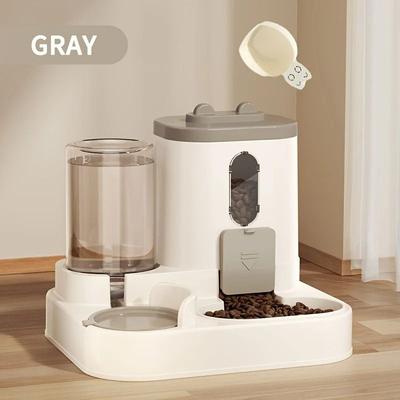 Uplifted Goods Automatic Cat Food And Water Dispenser Combo grey