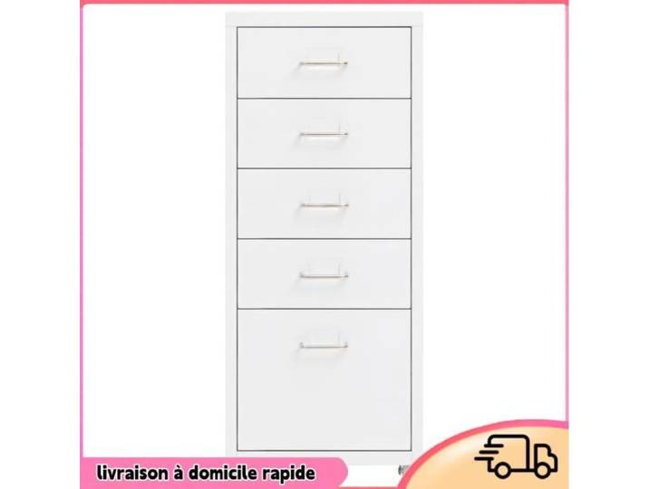 Cocosity Classeur mobile Blanc 28x41x69 cm Métal - 7894202880088