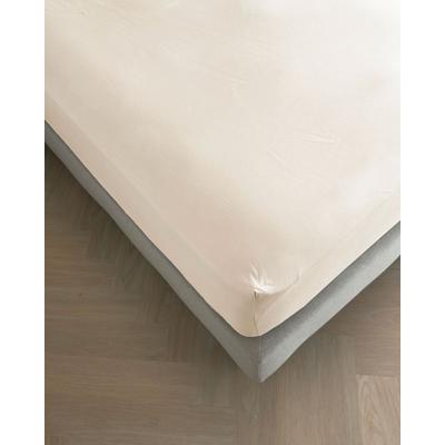 Spannbettlaken KAYORI "Emma", beige (natur), B:180cm L:220cm, Mako-Satin, Obermaterial: 100% Baumwolle, Bettlaken, Spannbettlaken, 100% Baumwollsatin
