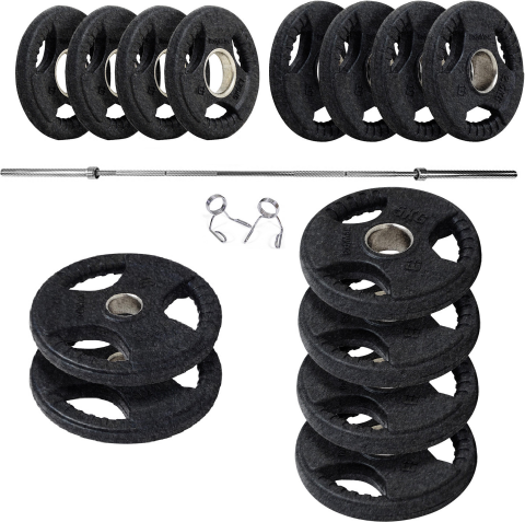 BodyMax Olympic Cast Tri-Grip Weight Kit with 6ft Bar - 70kg / 95kg / 115kg...