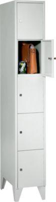 Wertfachschrank, mit Stollenfüße, Fächeranzahl 5, Fachbreite 300 mm, Sicherheitszylinderschloss, lichtgrau