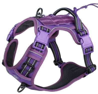 Inspired Finds Tactical No Pull Dog Harness Adjustable MOLLE Vest With Reflective Straps For Medium & Large Dogs purple xl