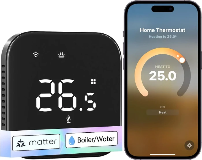 Meross Smart Wi-Fi Thermostat for Boiler/Water Heating System, schwarz