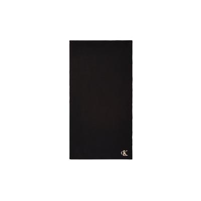 Strickschal CALVIN KLEIN "CK FINE RIB KNITTED SCARF", Damen, schwarz, Rippstrick, Viskosemischung, unifarben, Modetücher, Regular fit mit Markenlogo