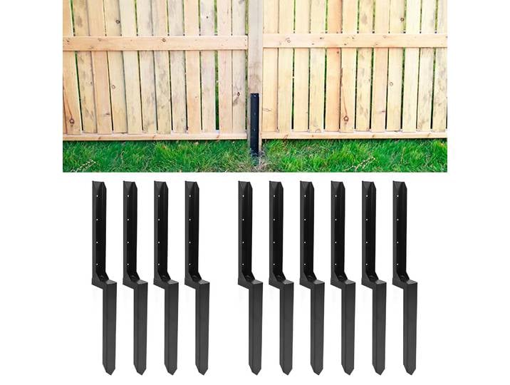 Kit de piquets de poteau de clôture en acier, pointe de sol robuste pour réparer la clôture inclinable en bois cassé