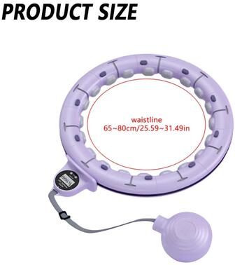 Inspire Select Smart Weighted Fitness Hula Hoop For Adults With Massage Nodes, Gravity Ball & Counter, Adjustable Waist Hoop For Weight purple 25.59 31.50 In
