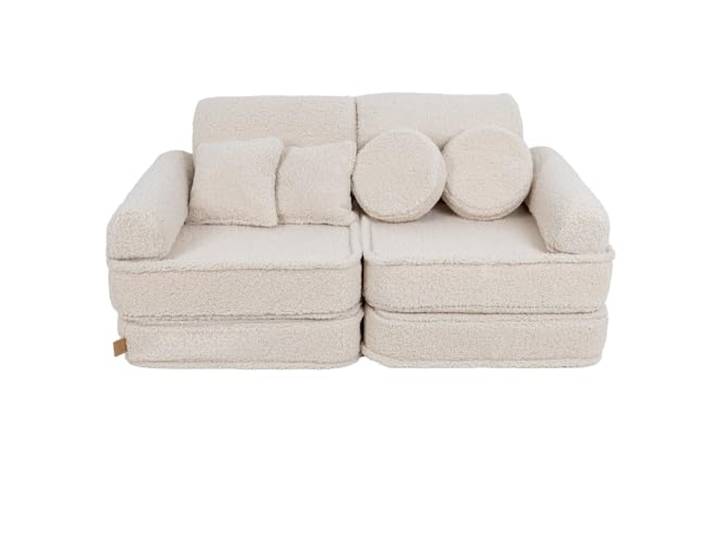 MEOWBABY Kindersofa – Spielsofa für Kinder – Weiche Klappsofa mit Schlaffunktion – Kuschelecke für Kinderzimmer, Cord, Ecru