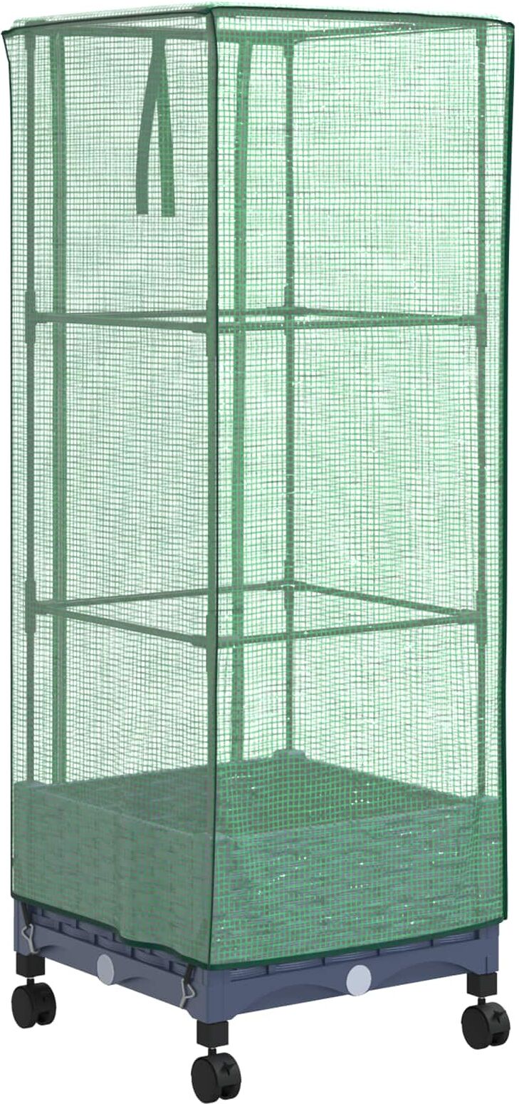 vidaXL Jardinière de jardin avec couverture de serre et roues PP