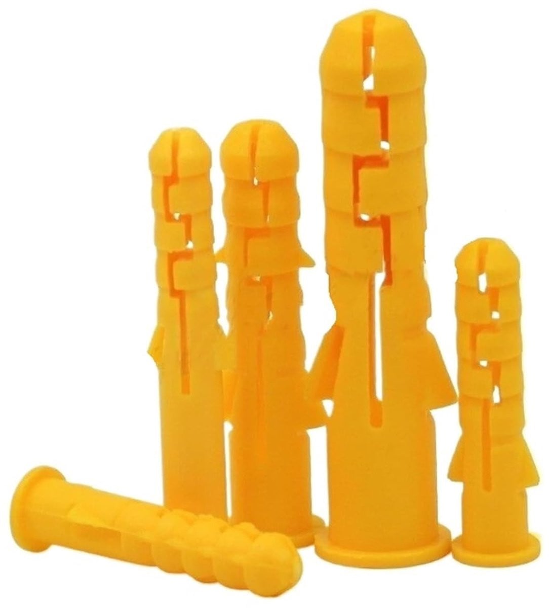 10 stuks Plastic Ankers Geel - Muurpluggen voor Gipsplaat - M10x80mm - Geribbeld Ontwerp