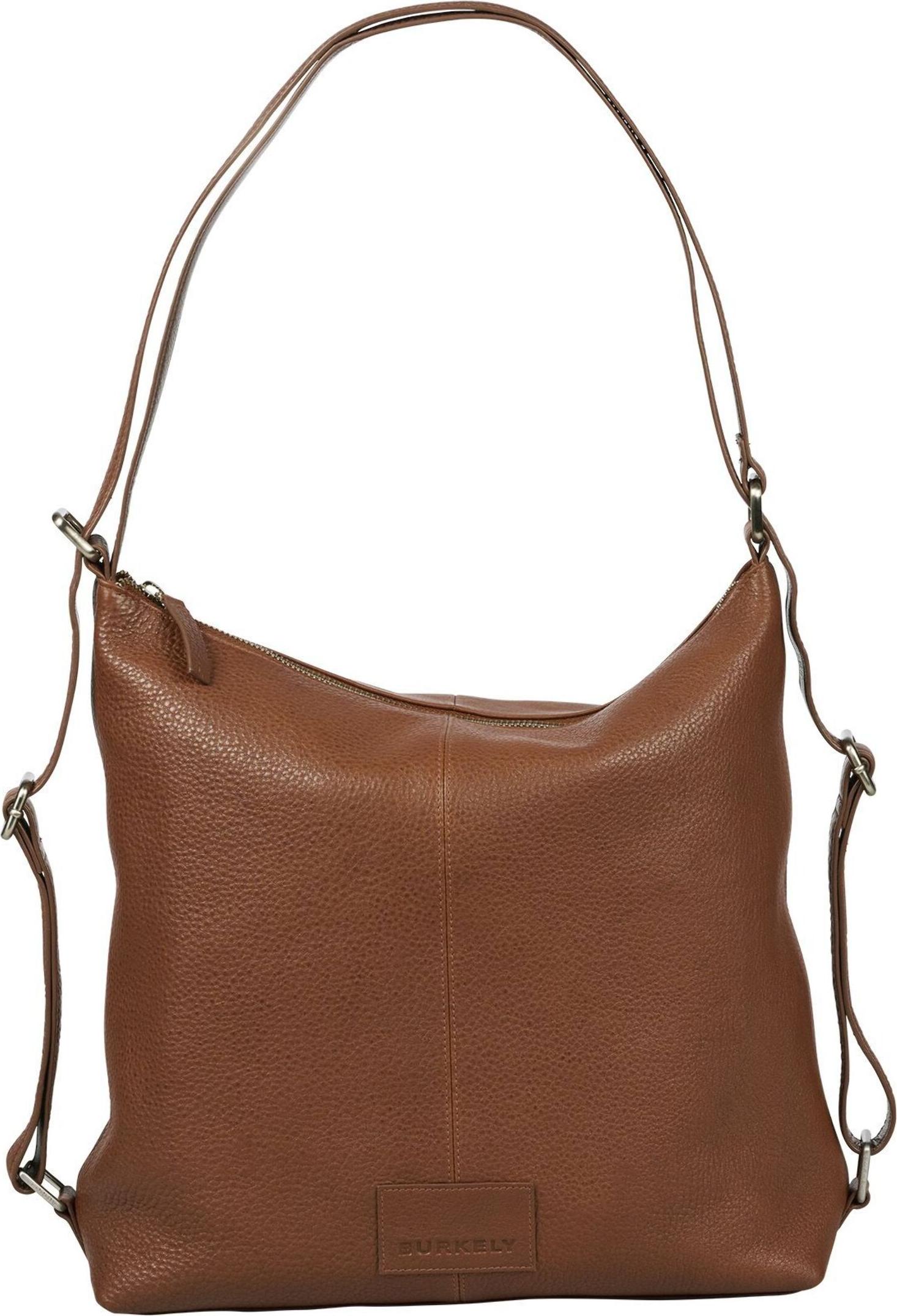 BURKELY Ledertasche mit Reißverschlussfach hinten und verstellbarem Tragegurt