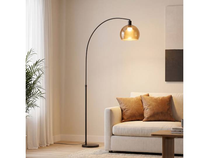 HOMCOM Lampe Arc Noir Marbre 180cm Interrupteur à Pédale