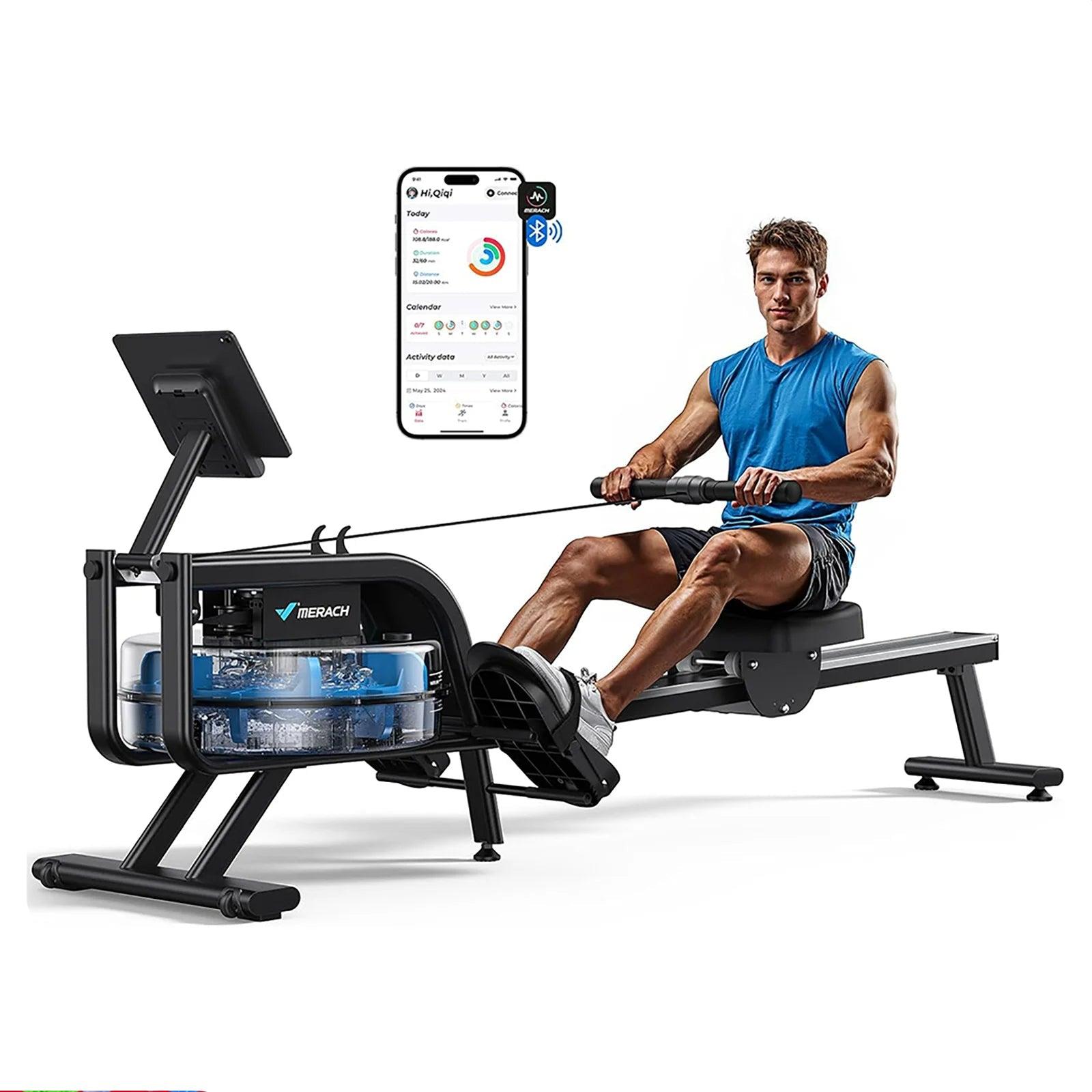 Rudermaschine - Rudertrainer - Fitnessruderer - Kardiotrainer - Indoor-Rudergerät - Natürlicher Wasserwiderstand