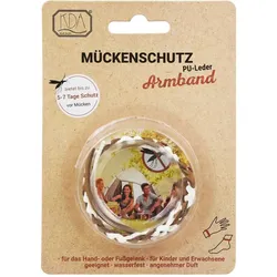 MÜCKENSCHUTZ Armband PU-Leder braun/weiß KDA