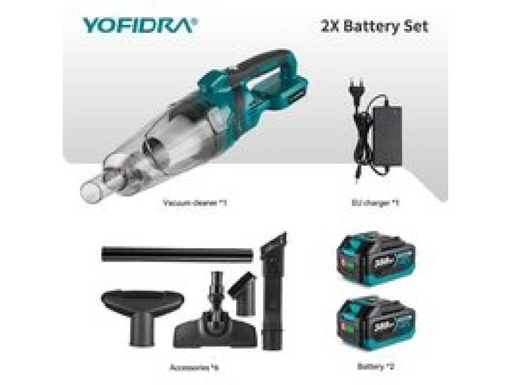 YOFIDRA Aspirateur à main sans fil 1500W 750ml compatible batteries 18V-21V avec 2 batteries EU