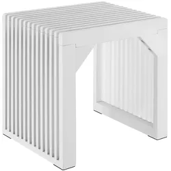 TecTake GmbH tectake Hocker, RIBB, lackierter Bambus, Lamellenoptik, mit Winkelverstärkung, belastbar bis 350 kg, bodenschonende Filzgleiter, weiß