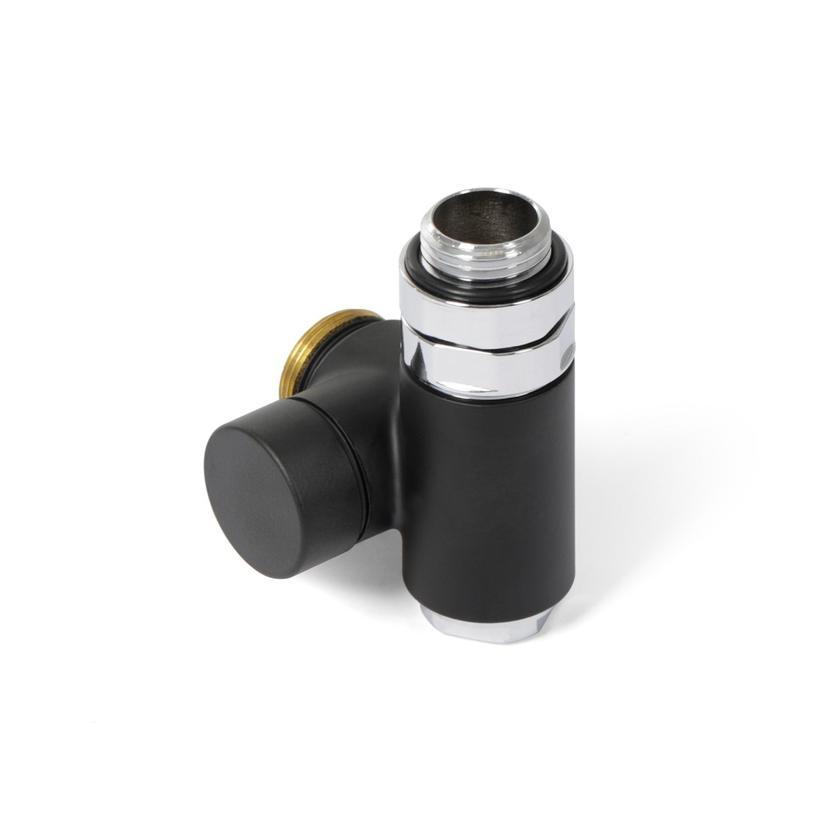 Terma Absperrventil mit integriertem T-Stück CYLINDER GZ 1/2""-GW 1/2""-GZ 24-19 rechts; Schwarz Mat TGZOCM005