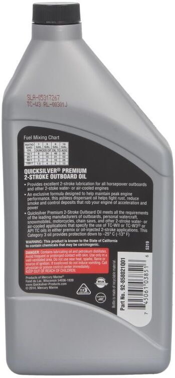 Motoröl QUICKSILVER 8M0230940 2T Premium Plus Marine Synthetic Blend 1L