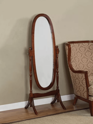 Cozy Casa Charm Swivel Full Length Wood Cheval Floor Mirror, Elegant Designs cherry