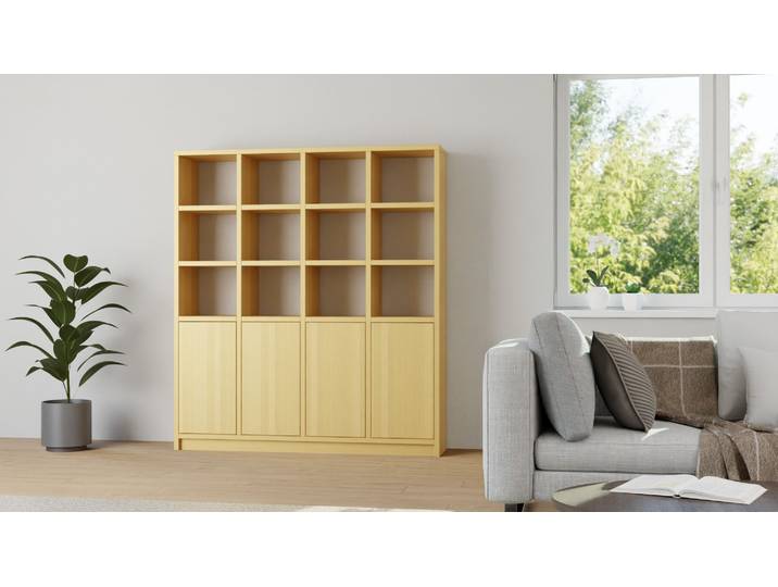 Klassischer Bibliotheksschrank aus Massivholz Buche Natur geölt