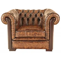 Einsitzer-Sofa Chesterfield Tiffy aus echtem Rindsleder Whisky