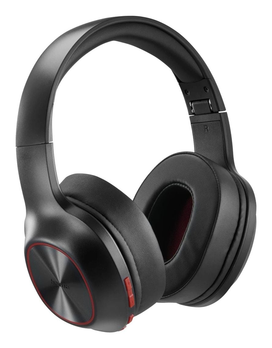 Hama Over Ear Bluetooth Kopfhörer kabellos 60 h Laufzeit 221779 Spirit Calypso III (Schwarz/Rot) 00221779