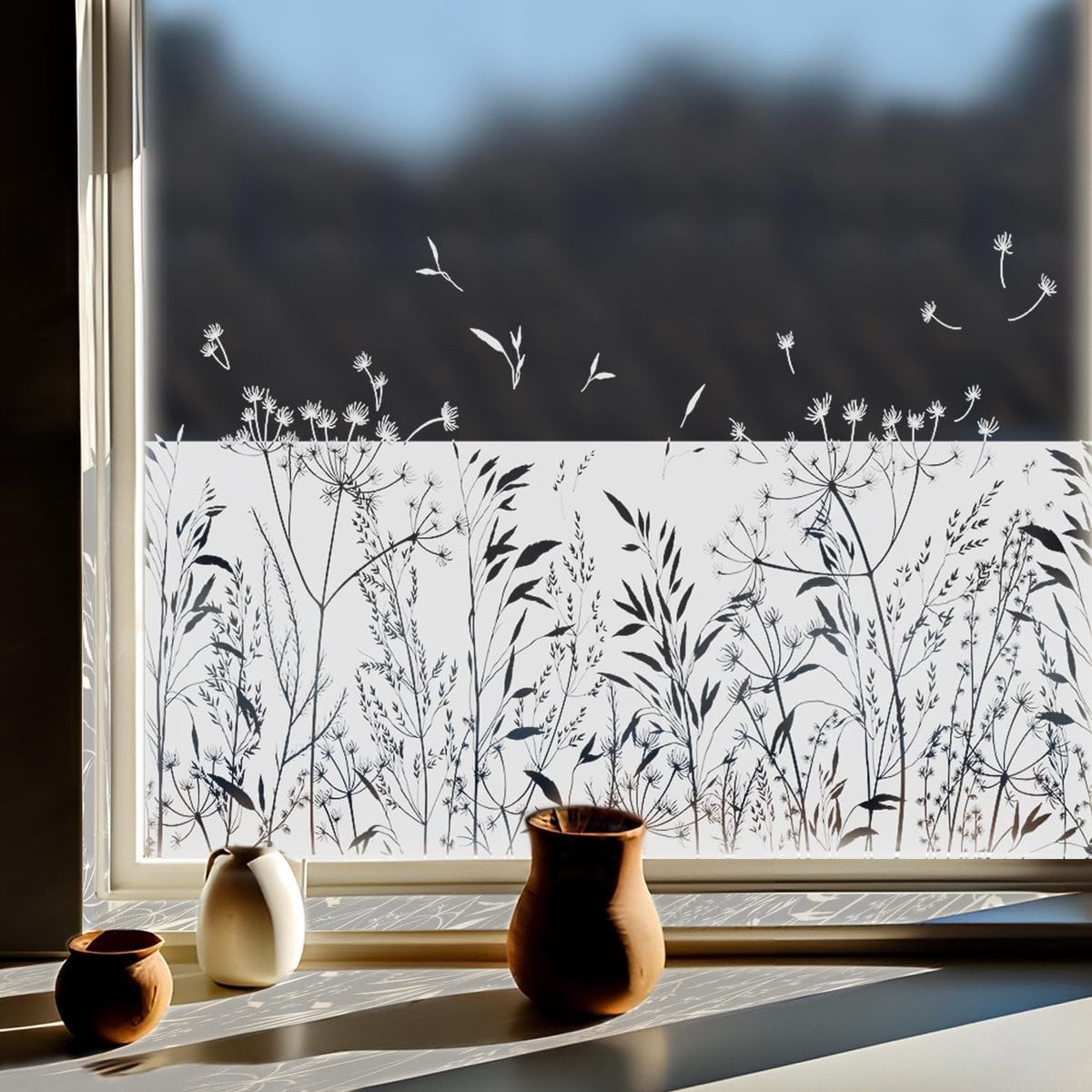 Zelfklevende Raamfolie met Paardenbloem Patroon - Statisch Hechtend voor Privacy en Decoratie