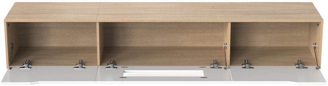 Ebern Designs TV cabinet, high-gloss TV cabinet, matching colours with colour-changing LED lights (only front cabinet door high-gloss) Natural Wood/High Gloss White 65"