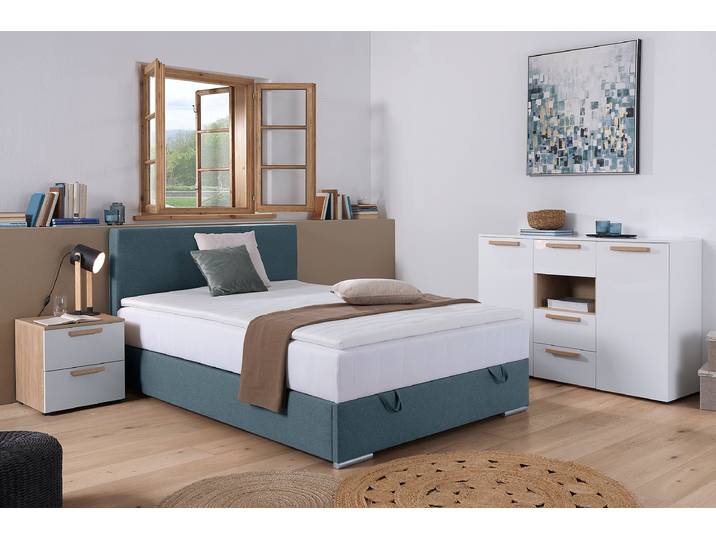 Lit boxspring Escaba 140 x 200cm Tissu Neala Bleu