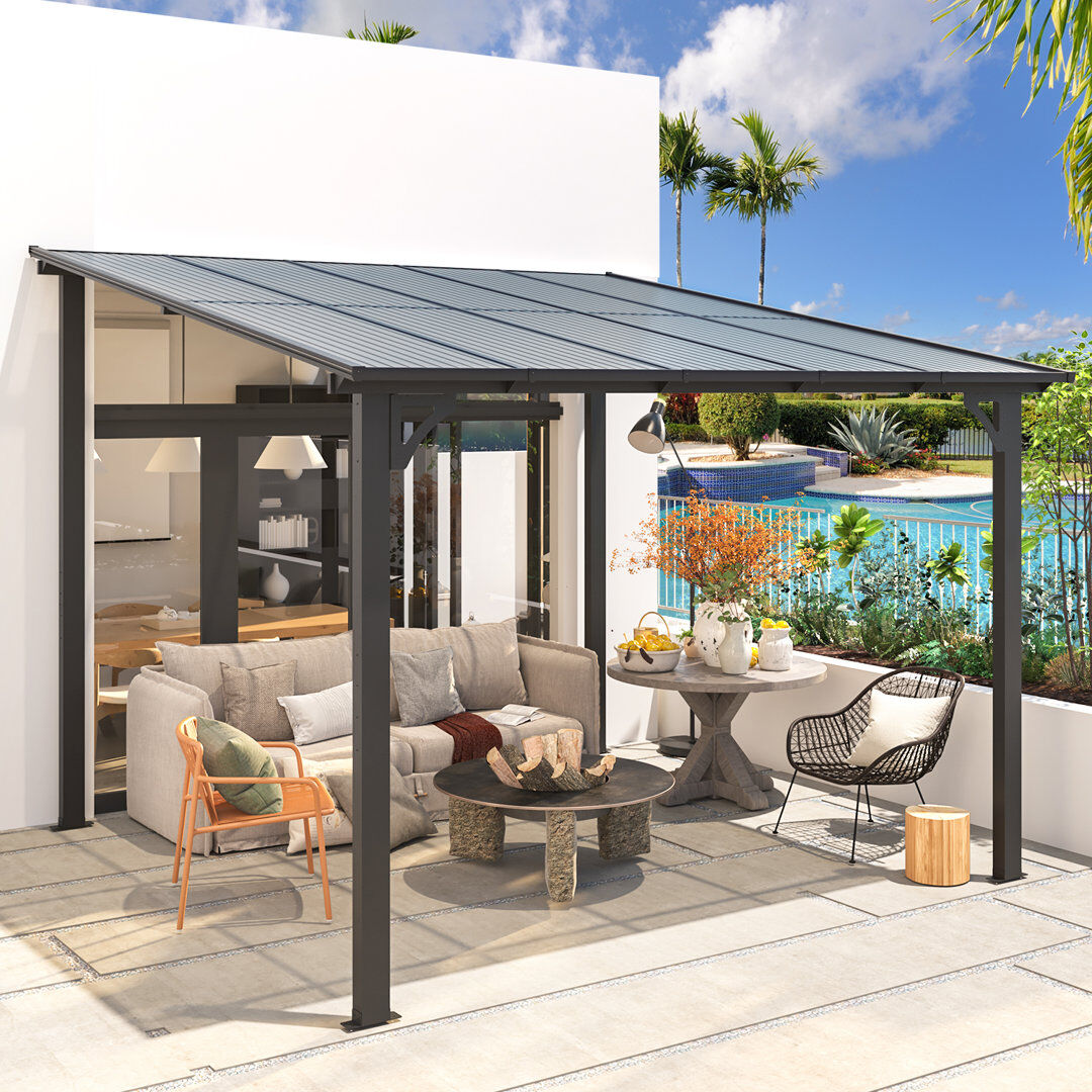Blue Elephant Mandalc Pergola with Canopy Black 304.8cm x 304.8cm