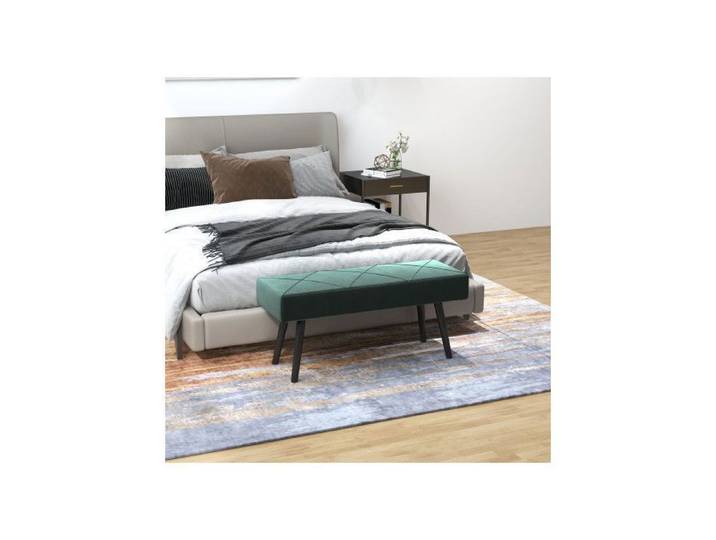 Banquette rembourrée - FURNITURER - FurnitureR - Velours vert - Rembourrage moelleux - Pieds acier
