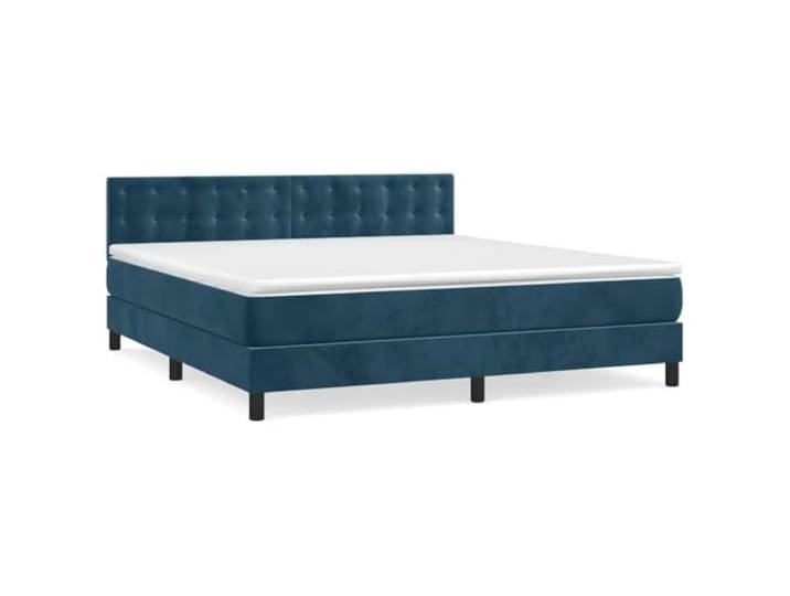 PUGYNBK Boxspringbett, Samt, Dunkelblau, 160 x 200 cm Verstellbares Kopfteil, Taschenfedern, mittlere Festigkeit, weicher Schutz