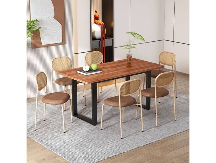 Lot de 6 chaises de salle à manger chaise de loisirs et simple avec quatre pieds de support en métal chaise de loisirs marron