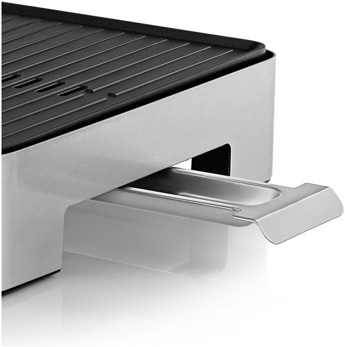 Tischgrill WMF "Lono Quadro", silber (silberfarben, schwarz), Kontaktgrill_Standgrill_Tischgrill_Teppanyakigrill, Tischgrill silberfarben, schwarz Einheitsgröße