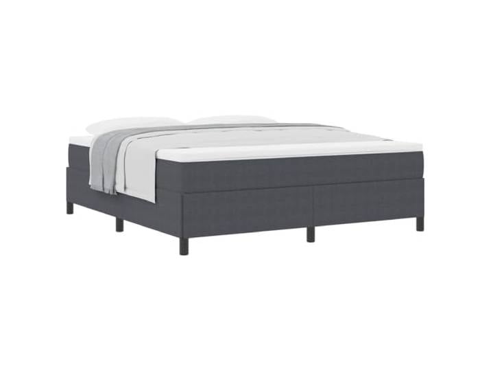 KTHLBRH Boxspringbett dunkelgrau 180 x 200 cm Cords Stoff Fester Lattenrost, schwarze Kunststoffbeine, massives Kiefernholz, Maximalgewicht 280 kg, atmungsaktives Gewebe