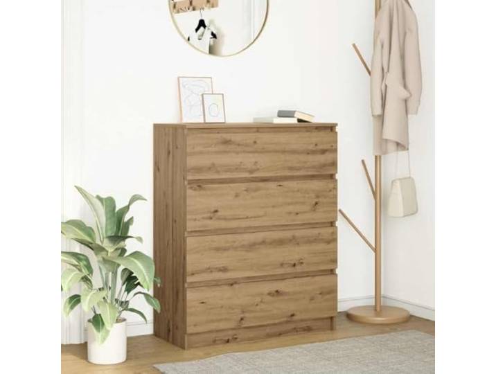 HEFZGDB Minimalistisches Sideboard für zusätzlichen Stauraum – Modernes Sideboard mit glatter pflegeleichter Oberfläche aus Holzwerkstoff in Artisan-Eiche – mit Stabiler Oberplatte