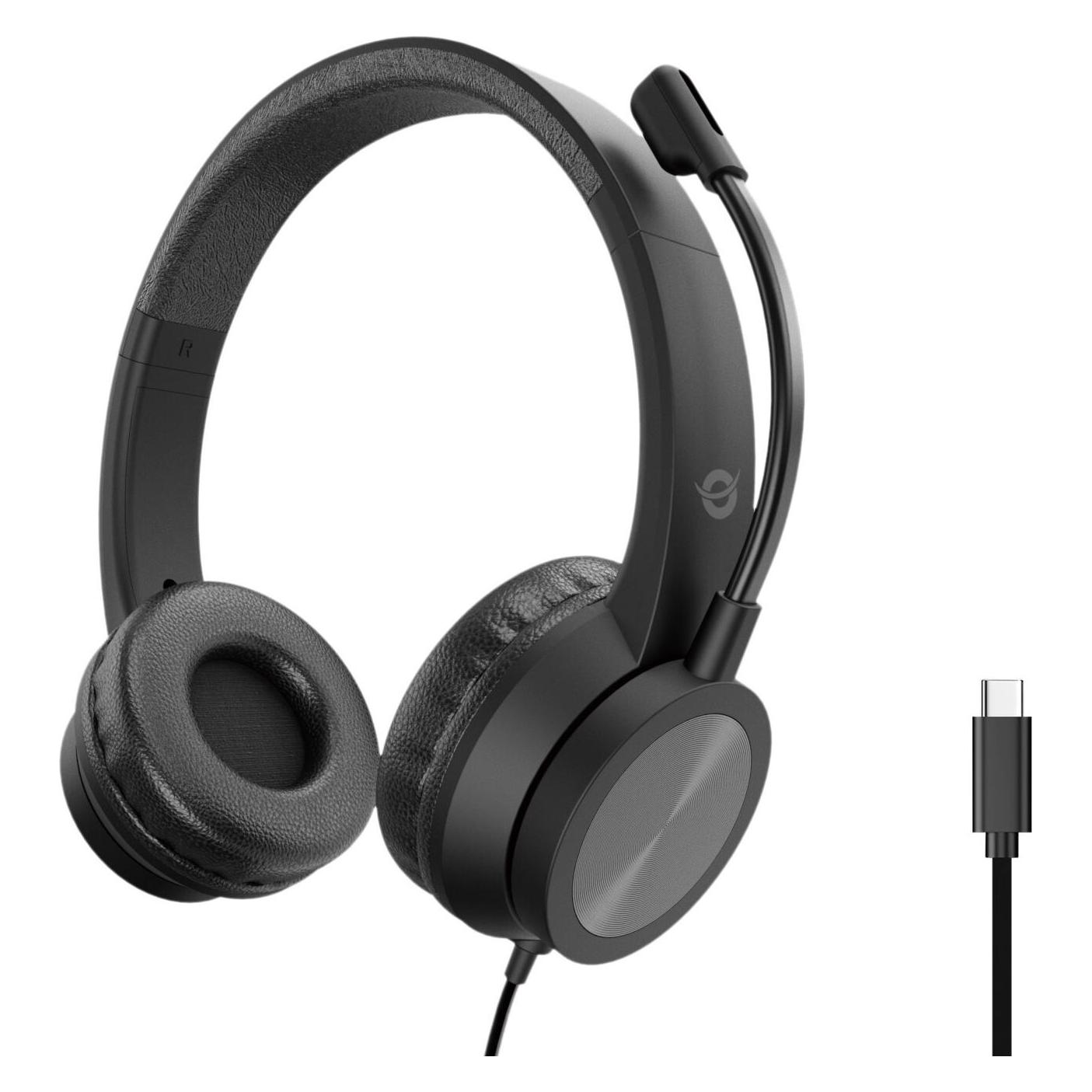 Conceptronic Headset Geräuschunterdrückung,USB-C,2.0m sw (Kabelgebunden, USB-C) (POLONA05BC)