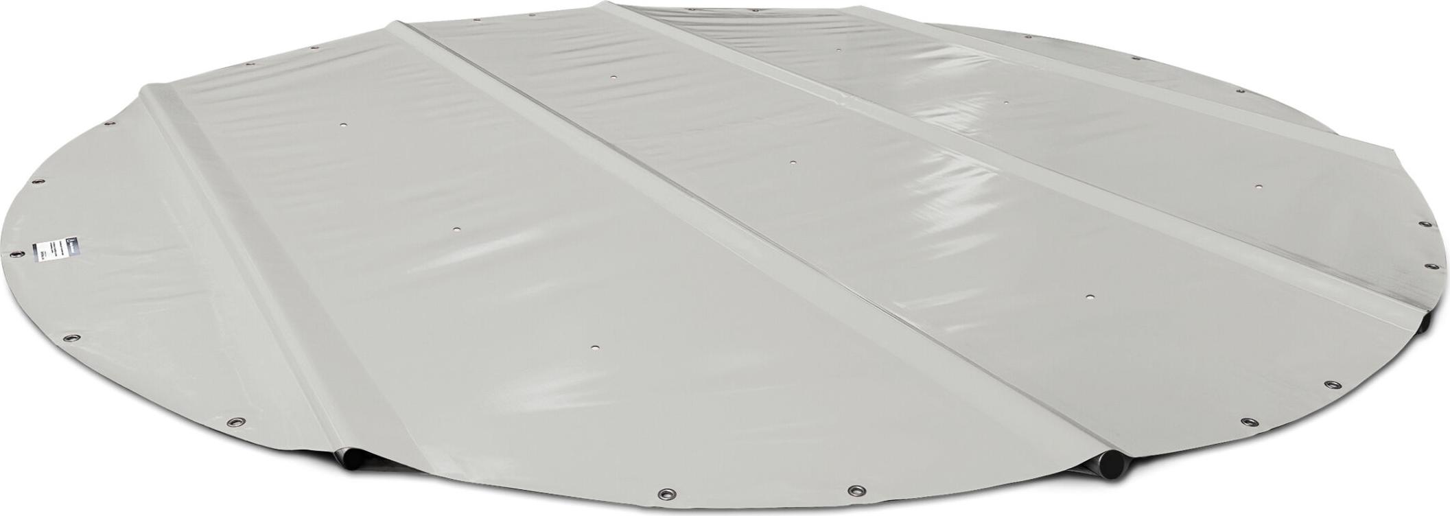 SafeDeluxe Runde Poolplane Stangenabdeckung ohne Stangen (Durchmesser der Plane = 500cm, Lichtgrau RAL7035) Rollabdeckung Poolabdeckung Abdeckung aus LKW Plane