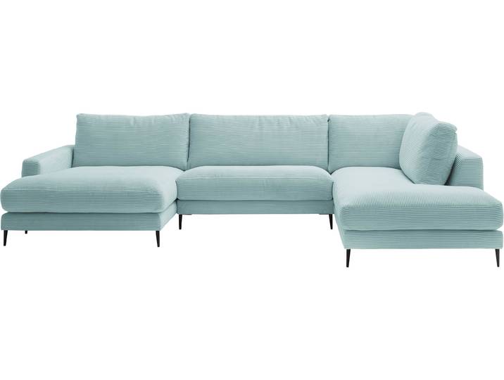 Wohnlandschaft HOME AFFAIRE Downtown XXL B/T/H: 341/223/84 cm Loungemöbel zum Relaxen , blau (hellblau), B:341cm H:84cm T:223cm, 88% Polyester, 12% Polyacryl, Sofas, Wohnlandschaft, weicher Sitzkomfort, Cord-Bezug, weicher Sitzkomfort U-Form