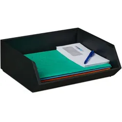 Relaxdays Schreibtischorganizer Bambus stapelbar Anthrazit