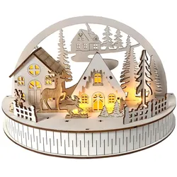 HTI-Living, Weihnachtsbeleuchtung, Weihnachtsszene beleuchtet Winterdorf und Rehe