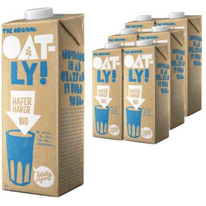 Oatly Haferdrink aus europäischem Hafer, BIO, ohne Zuckerzusatz, je 1 Liter, 6 Stück