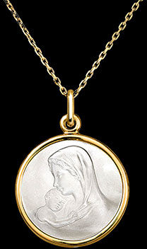 Edenly Medaille MÃ¼tterliche Liebe â€“ 18-karÃ¤tiges Gelbgold und Perlmutt